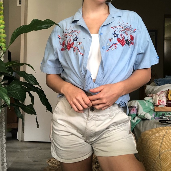 Vintage Embroidered Fourth of July Button Up Shirt - Picture 3 of 6